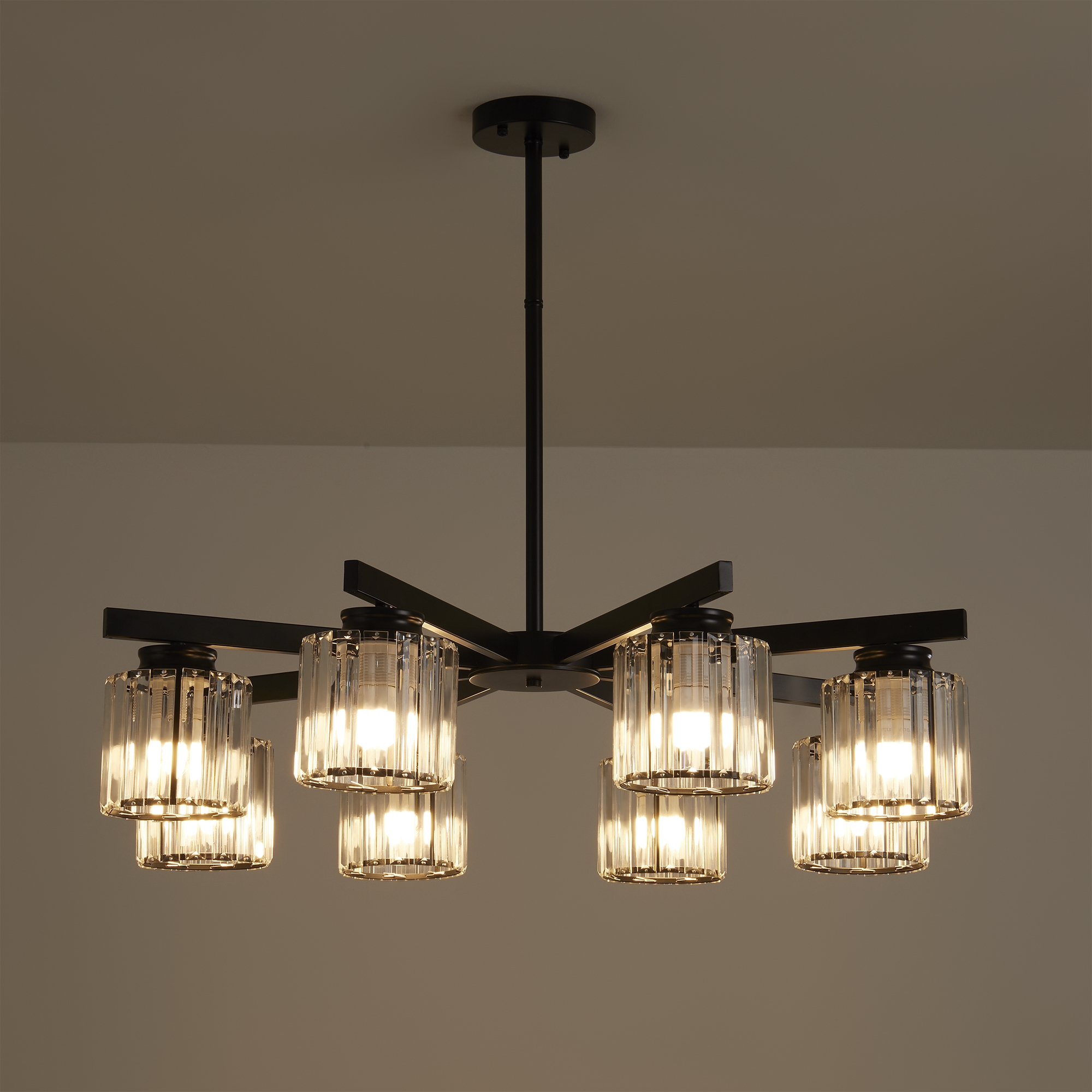 Люстра *82*-68,5 см, 8*E27*320W, Freya Феррера / Ferrera FR5474PL-08B, Черный