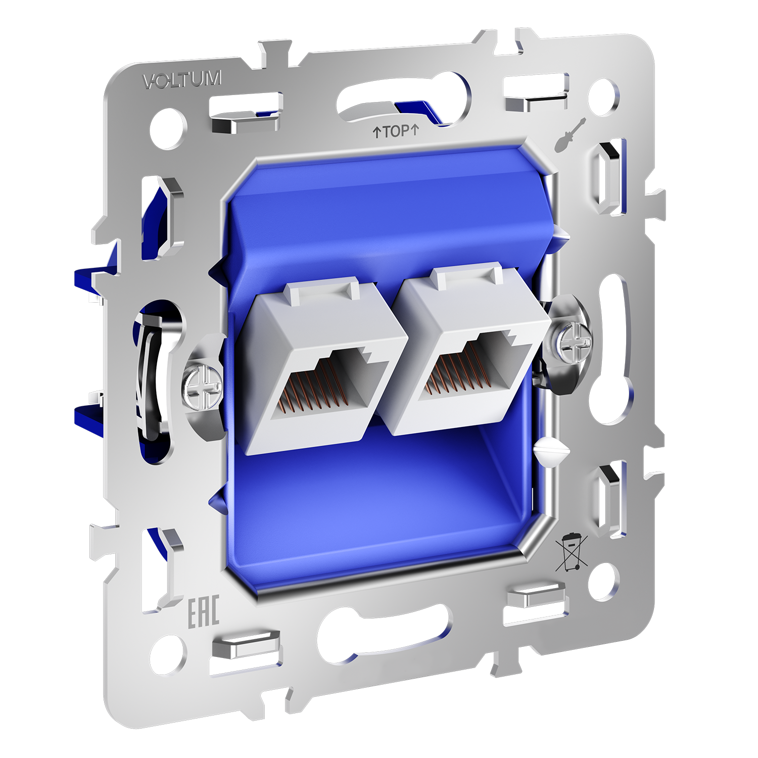 Механизм розетки компьютерной двойной RJ45+RJ45 кат.6, S70 Voltum S70 VLS0602M, Металл