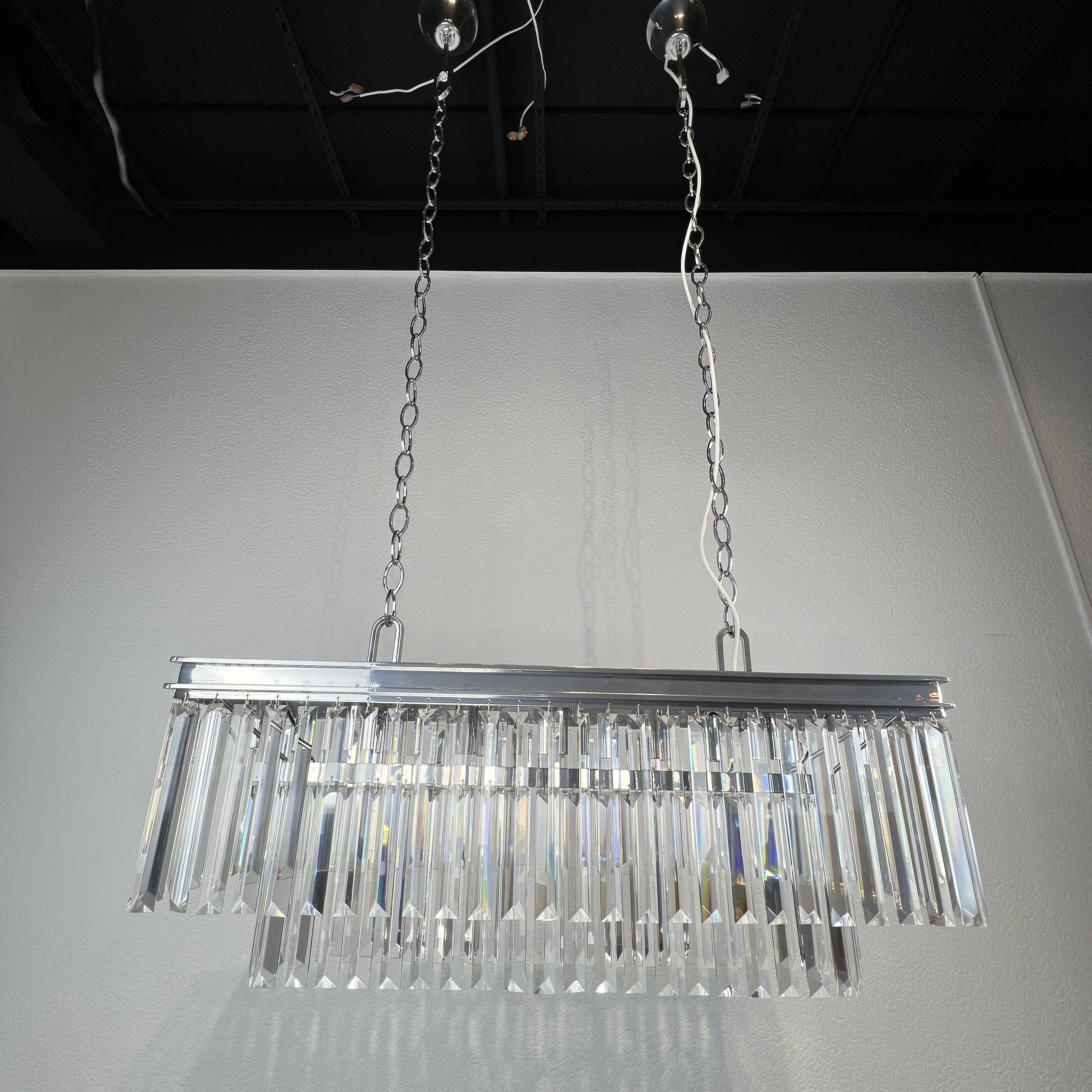 Подвесная люстра RH 1920S ODEON CLEAR GLASS FRINGE chrome 94*47*47 см, 8*E14*40W, ImperiumLoft 40.1536, Хром