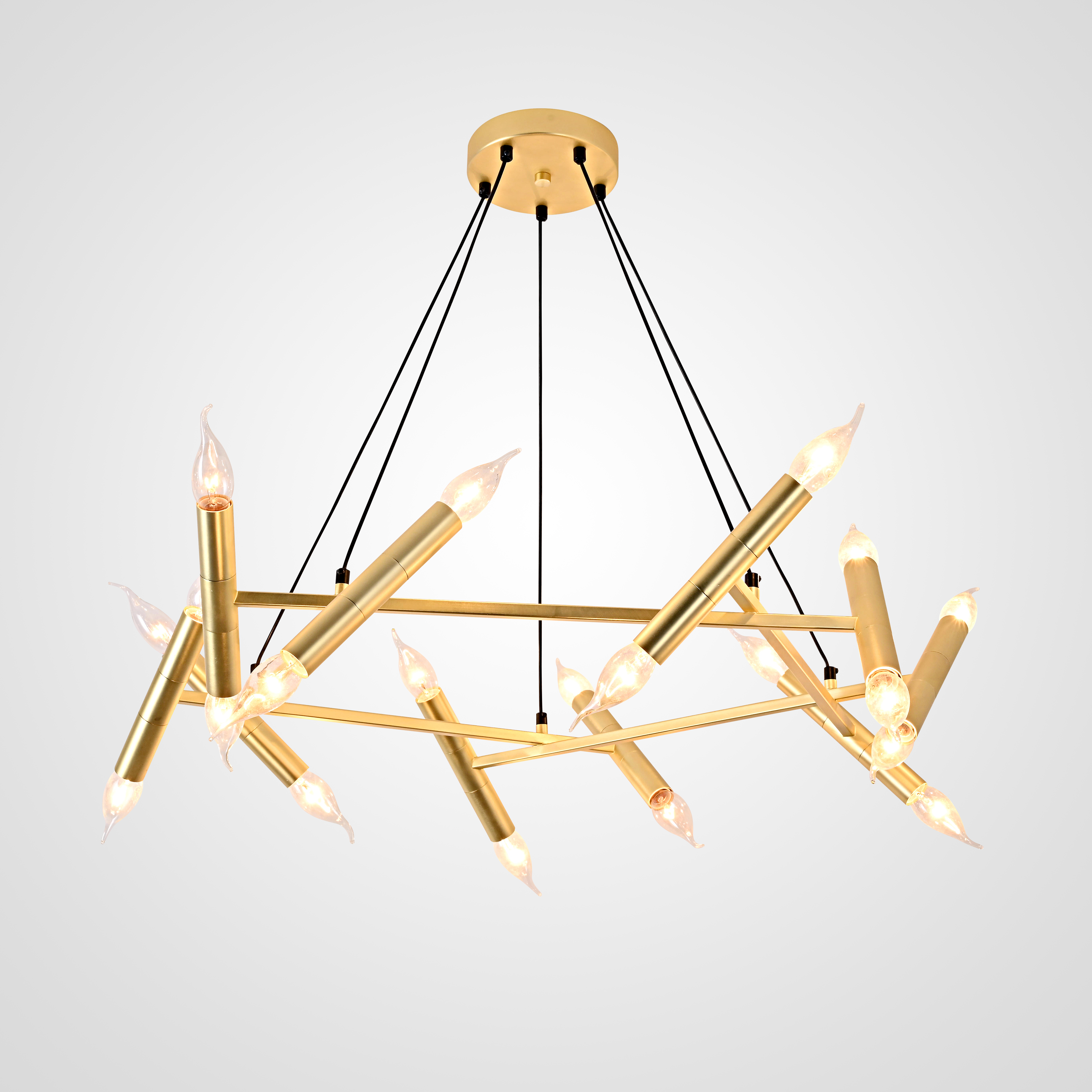Подвесная люстра JONATHAN BROWNING Le Pentagone Chandelier 20 Light 80*80*20 см, 20*E14*40W, ImperiumLoft 40.2364, Латунь