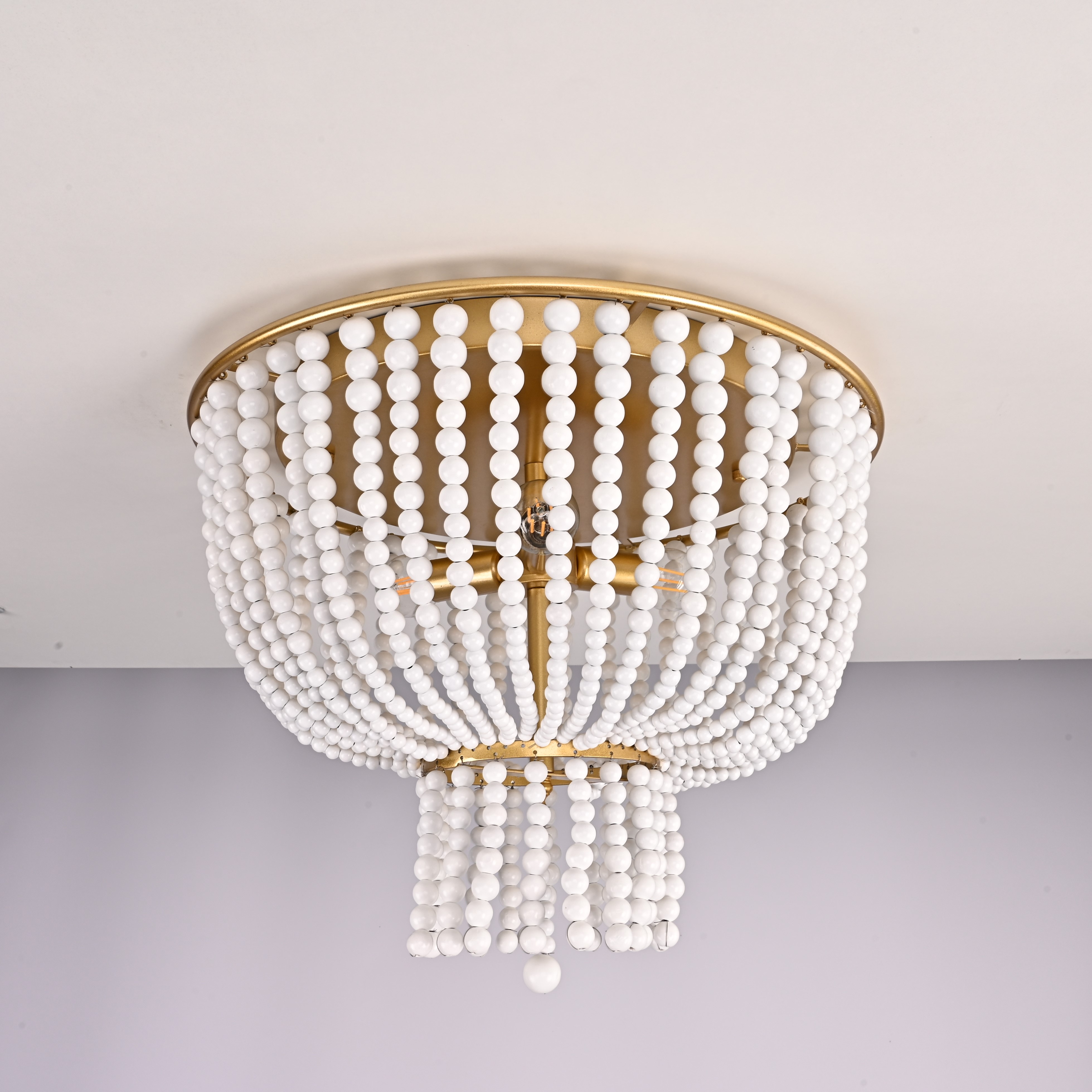 Потолочная люстра JACQUELINE CLEAR FLUSH-MOUNT brass 52*14*14 см, 3*E14*40W, ImperiumLoft 40.1899, Латунь