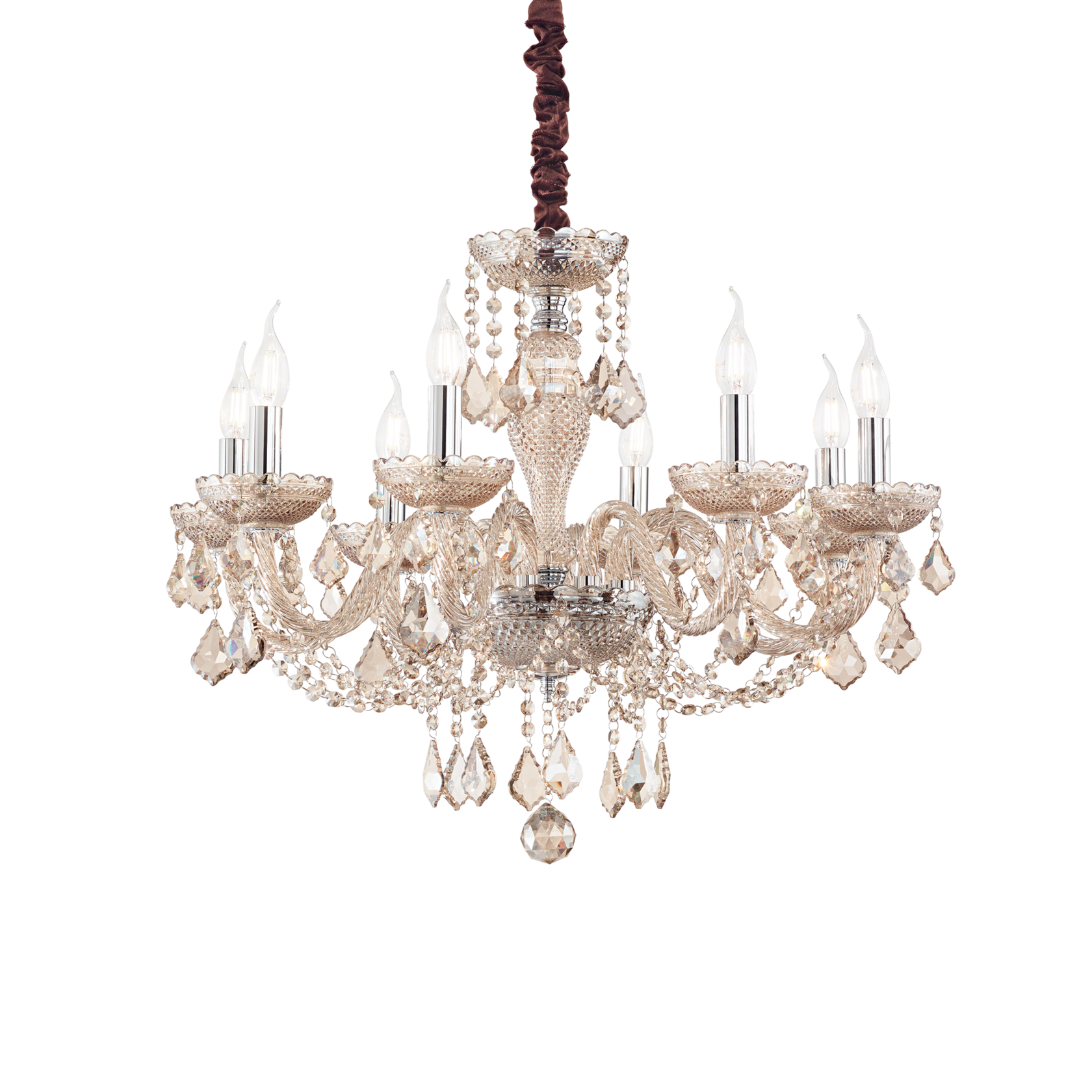 Люстра подвесная ideal lux Rose SP8 Е14 Янтарный 166889. 73/67/27 см