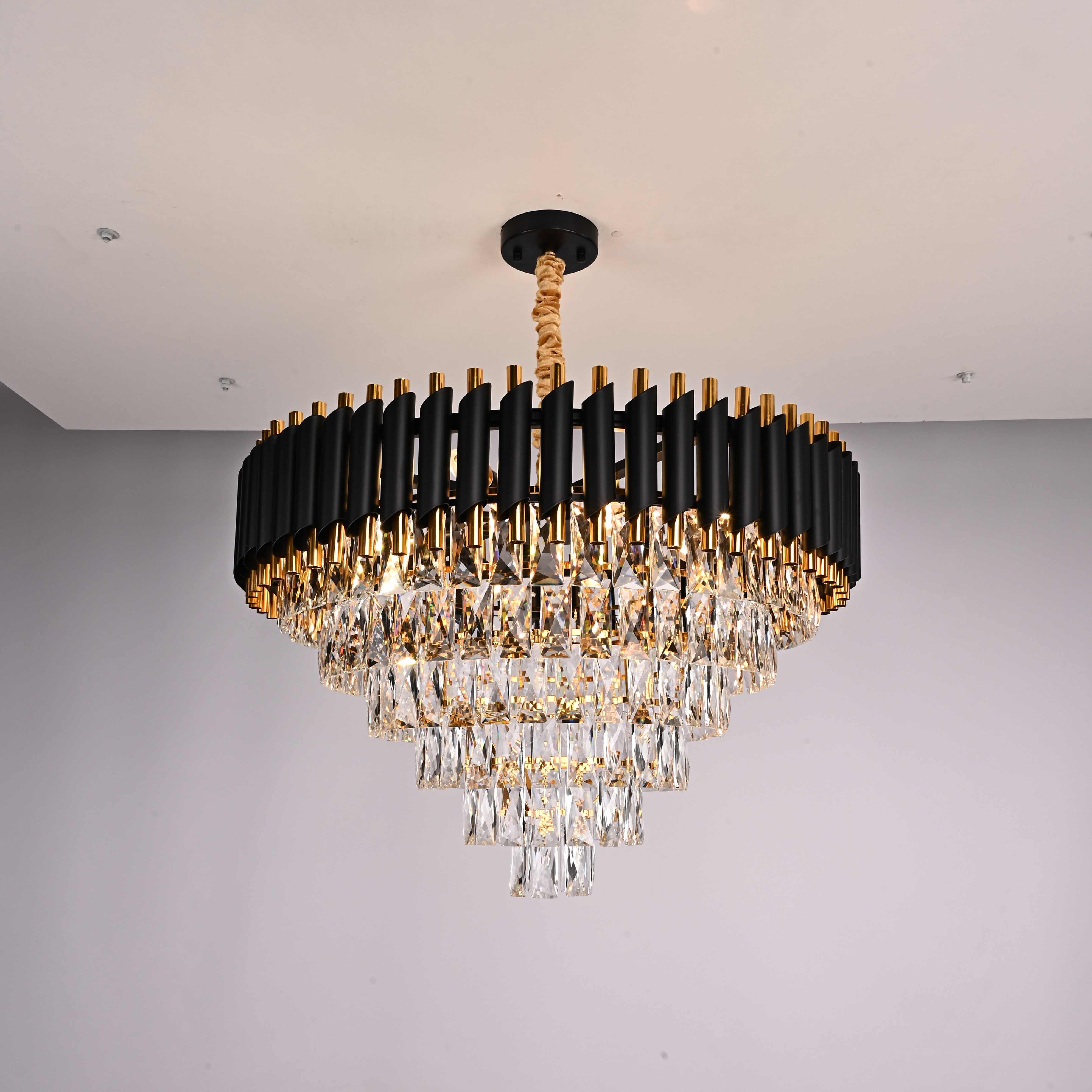 Подвесная люстра Empire Black Chandelier Crystal D 70 70*70*140 см, 8*E14*40W, ImperiumLoft 40.2862, Чёрный, Золотистый, Серебристый
