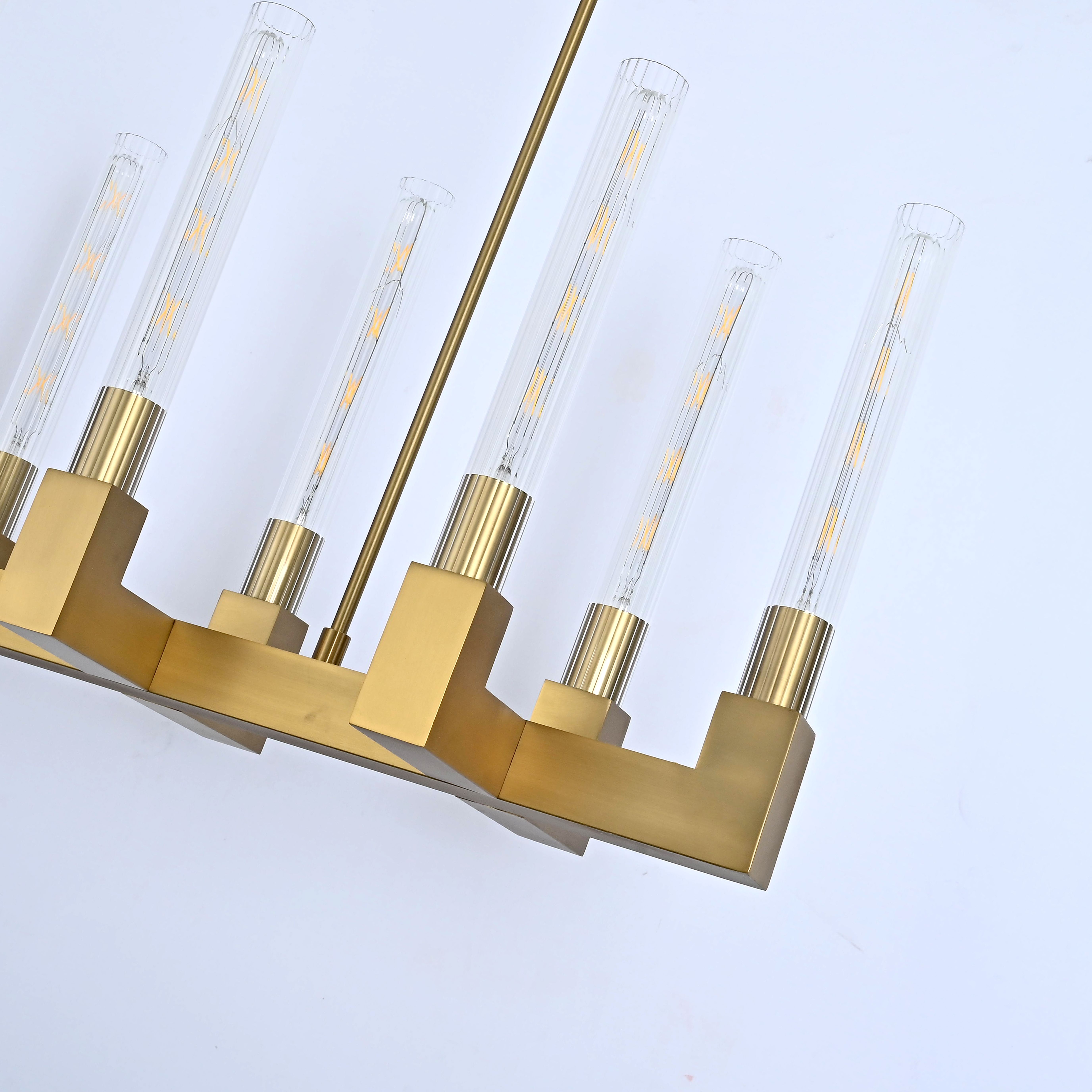 Люстра на штанге CANELLE Linear Chandelier 12 Modern Brass 139*30*43 см, 12*E27*60W, ImperiumLoft 40.1549, Латунь