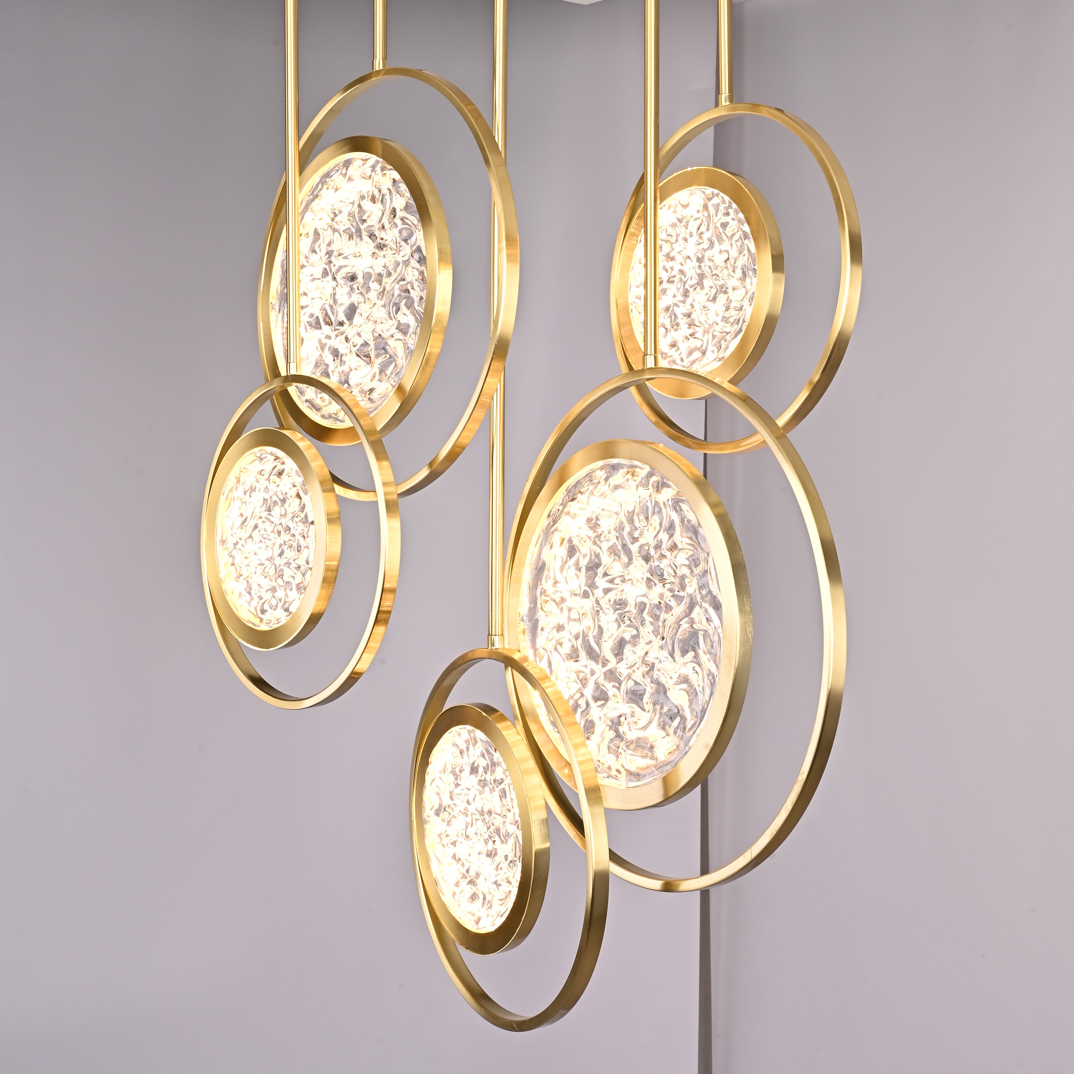 Дизайнерская люстра на штанге ЛУНА lighting collection L60 42*18*18 см, 5*LED*11W, 3000K, ImperiumLoft CAMEO01, Золотистый