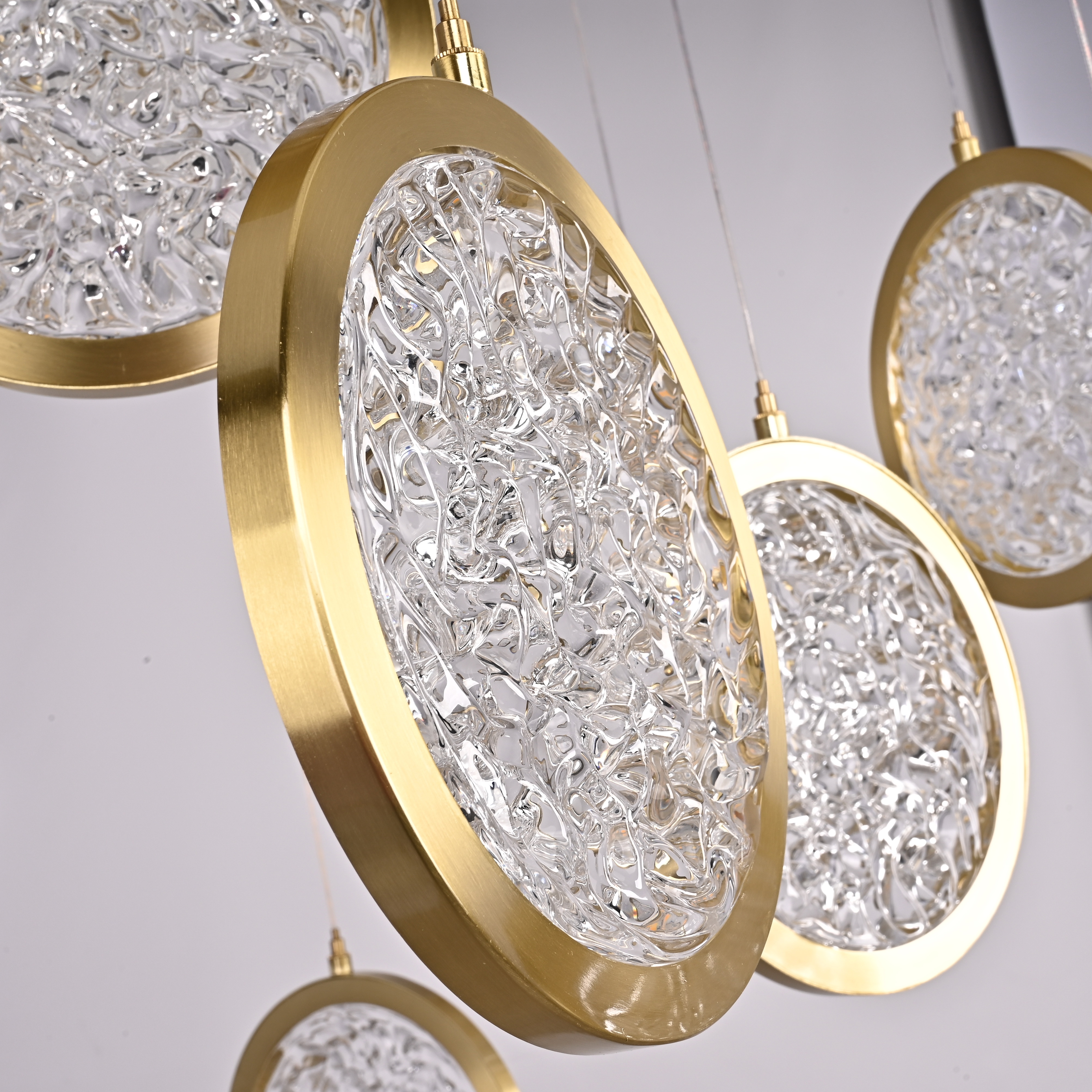 Дизайнерская подвесная люстра ЛУНА lighting collection D70 77*20*20 см, 12*LED*10W, 3000K, ImperiumLoft CAMEO01, Золотистый
