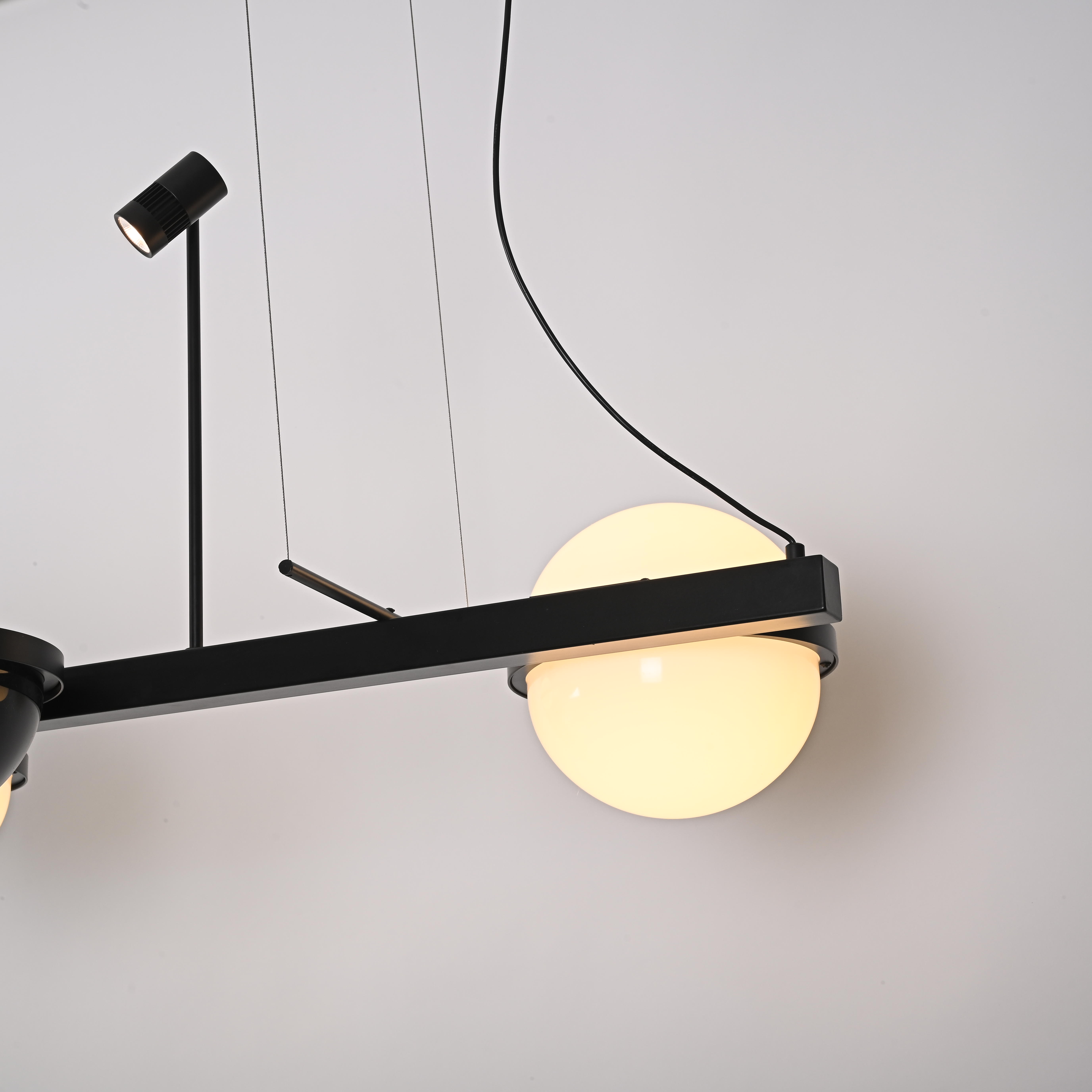 Реечный подвесной светильник PALMA Wall lamp 3 шара + 1 вазон горизонтальная 195*48*47 см, 4*LED*10, 2W, 3000, 4000, 5000K, ImperiumLoft 22.93726, Чёрный