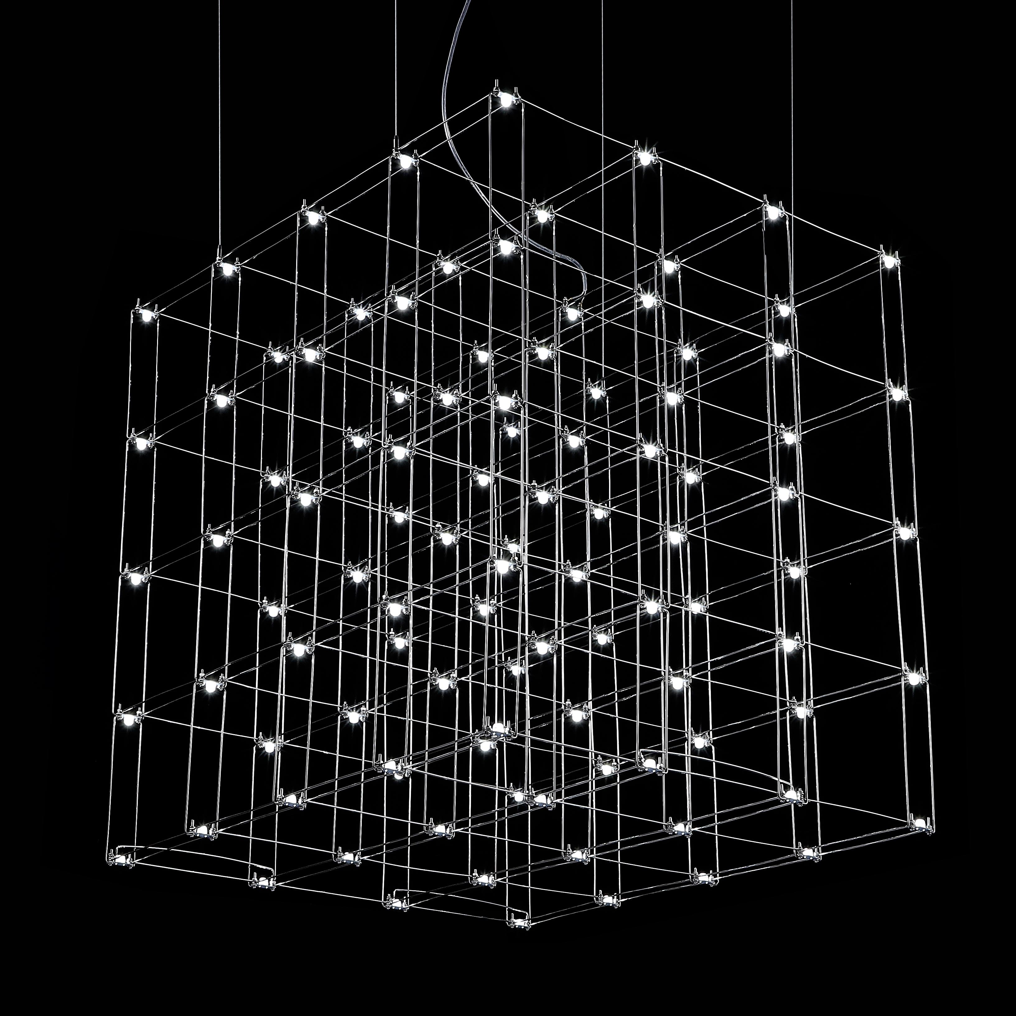 Подвесная люстра Quasar Cosmos Square LED pendant light 80/80/80 80*80*80 см, 100*LED*1W, ImperiumLoft 40.2440, Серебристый