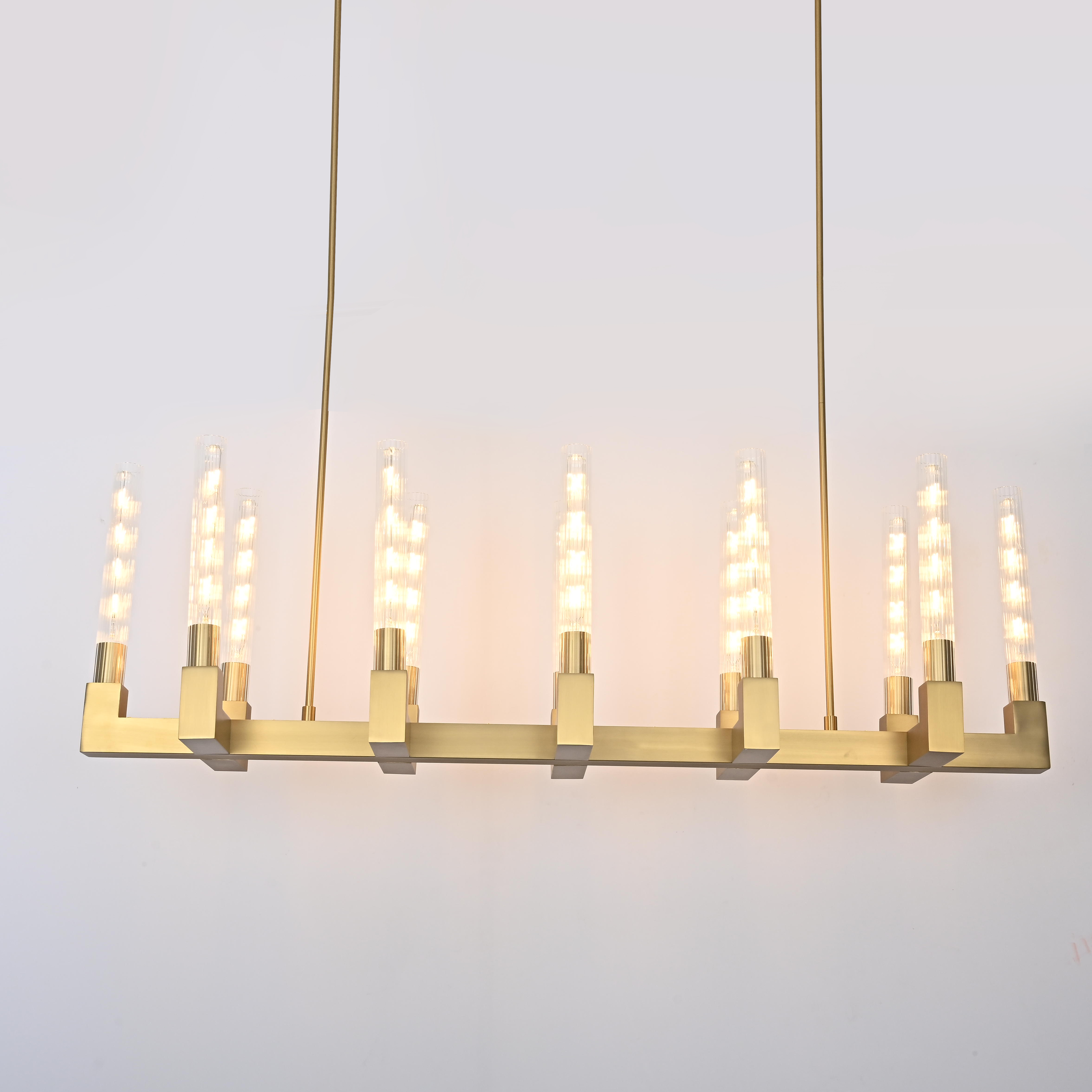 Люстра на штанге CANELLE Linear Chandelier 12 Modern Brass 139*30*43 см, 12*E27*60W, ImperiumLoft 40.1549, Латунь