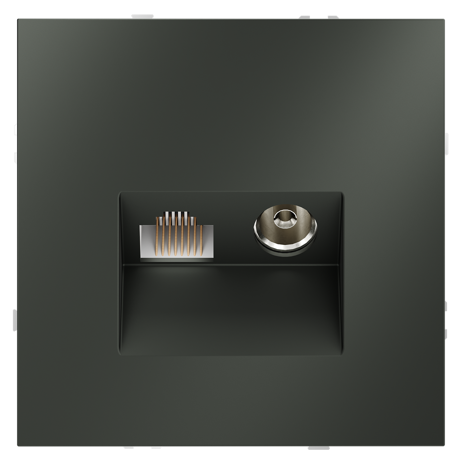 Розетка телевизионная встраиваемая TV+RJ45 кат. 6, титан Voltum S70 VLS060706, Пластик Soft touch