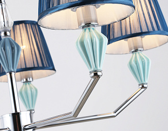 Подвесная люстра с абажуром и декором из керамики **81- см, 5*E14*40W, K, Ambrella Light High Light LH75061, хром