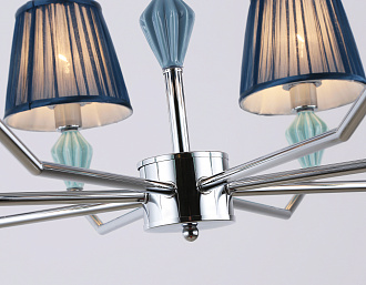 Подвесная люстра с абажуром и декором из керамики **81- см, 8*E14*40W, K, Ambrella Light High Light LH75063, хром