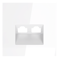 Накладка для розетки компьютерной двойной RJ45+RJ45 кат.6, белый глянцевый Voltum S70 VLS001401, Пластик глянцевая