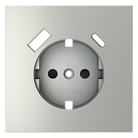 Накладка для розетки с заземлением и защитными шторками, с USB A+C, сталь Voltum S70 VLS001005, Пластик Soft touch