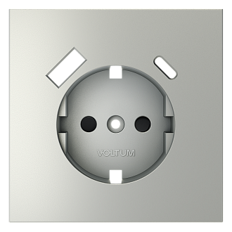 Накладка для розетки с заземлением и защитными шторками, с USB A+C, сталь Voltum S70 VLS001005, Пластик Soft touch