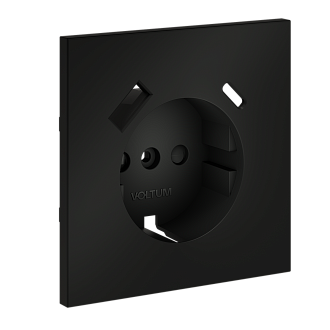 Накладка для розетки с заземлением и защитными шторками, с USB A+C, черный матовый Voltum S70 VLS001008, Пластик Soft touch