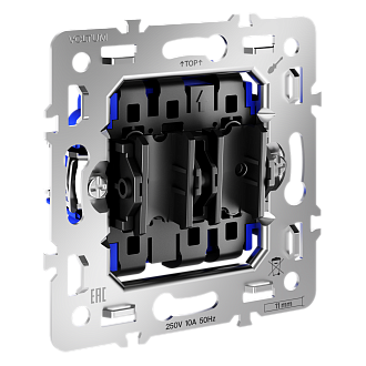 Механизм проходного переключателя двухклавишного 10А, S70 Voltum S70 VLS0203M, Металл