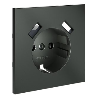 Накладка для розетки с заземлением и защитными шторками, с USB A+A, титан Voltum S70 VLS000906, Пластик Soft touch