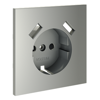 Накладка для розетки с заземлением и защитными шторками, с USB A+A, сталь Voltum S70 VLS000905, Пластик Soft touch