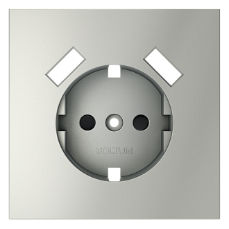 Накладка для розетки с заземлением и защитными шторками, с USB A+A, сталь Voltum S70 VLS000905, Пластик Soft touch