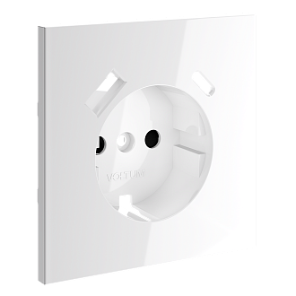 Накладка для розетки с заземлением и защитными шторками, с USB A+C, белый глянцевый Voltum S70 VLS001001, Пластик глянцевая