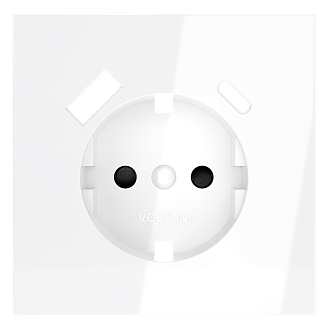 Накладка для розетки с заземлением и защитными шторками, с USB A+C, белый глянцевый Voltum S70 VLS001001, Пластик глянцевая