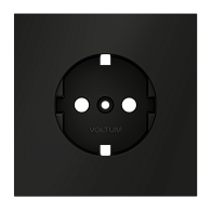 Накладка для розетки с заземлением, черный матовый Voltum S70 VLS000608, Пластик Soft touch