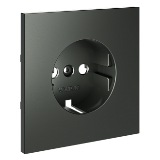 Накладка для розетки с заземлением, титан Voltum S70 VLS000606, Пластик Soft touch