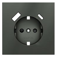 Накладка для розетки с заземлением и защитными шторками, с USB A+C, титан Voltum S70 VLS001006, Пластик Soft touch