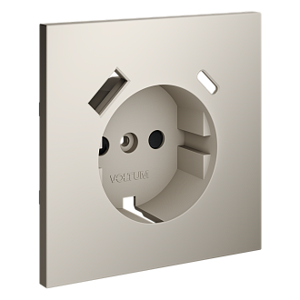 Накладка для розетки с заземлением и защитными шторками, с USB A+C, кашемир Voltum S70 VLS001003, Пластик Soft touch