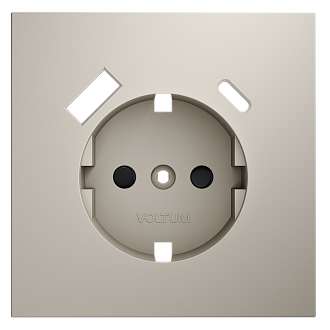 Накладка для розетки с заземлением и защитными шторками, с USB A+C, кашемир Voltum S70 VLS001003, Пластик Soft touch