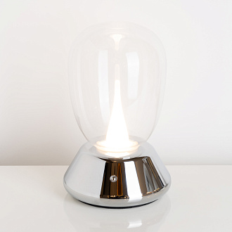 Настольная лампа диммируемая 10W 3000K прозрачный/хром Uovo III Lightstar 807904