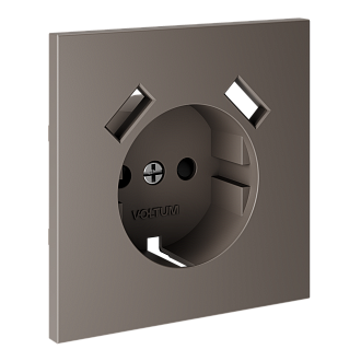Накладка для розетки с заземлением и защитными шторками, с USB A+A, S70, капучино Voltum VLS000914