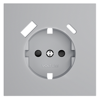 Накладка для розетки с заземлением и защитными шторками, с USB A+C, S70, серый Voltum VLS001016