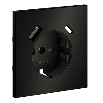 Накладка для розетки с заземлением и защитными шторками, с USB A+C, S70 Metal, антрацит Voltum VLSM001012
