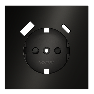 Накладка для розетки с заземлением и защитными шторками, с USB A+C, S70 Metal, антрацит Voltum VLSM001012