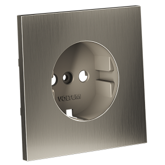Накладка для розетки с заземлением, S70 Metal, никель Voltum VLSM000611