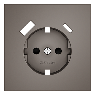 Накладка для розетки с заземлением и защитными шторками, с USB A+C, S70, капучино Voltum VLS001014