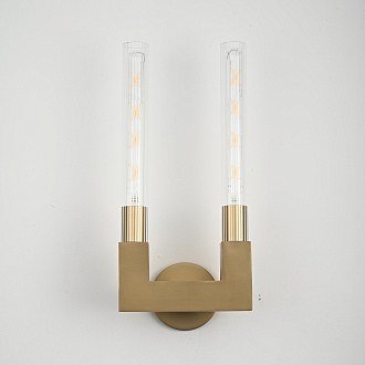 Бра CANELLE wall lamp DOUBLE Sconces 22*22*48 см, 2*E27*60W, ImperiumLoft 44.32, Латунь