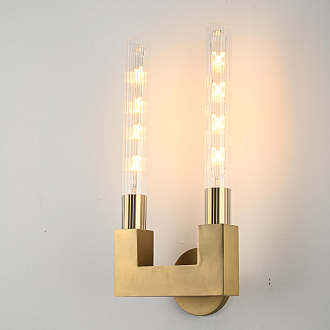 Бра CANELLE wall lamp DOUBLE Sconces 22*22*48 см, 2*E27*60W, ImperiumLoft 44.32, Латунь