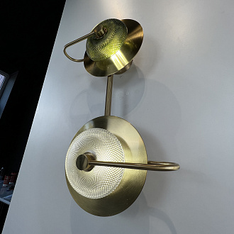 Бра Green Disk Double 28*28*59 см, 2*LED*5W, ImperiumLoft 44.651, Латунь