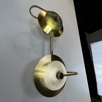 Бра Green Disk Double 28*28*59 см, 2*LED*5W, ImperiumLoft 44.651, Латунь