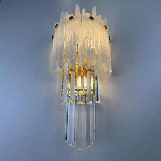 Бра Murano Glass ICE 25*25*45 см, 3*E14*40W, ImperiumLoft 44.726-0, Золотистый