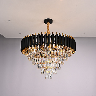 Подвесная люстра Empire Black Chandelier Crystal D 70 70*70*140 см, 8*E14*40W, ImperiumLoft 40.2862, Чёрный, Золотистый, Серебристый