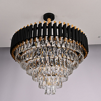 Подвесная люстра Empire Black Chandelier Crystal D 70 70*70*140 см, 8*E14*40W, ImperiumLoft 40.2862, Чёрный, Золотистый, Серебристый
