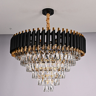 Подвесная люстра Empire Black Chandelier Crystal D 70 70*70*140 см, 8*E14*40W, ImperiumLoft 40.2862, Чёрный, Золотистый, Серебристый