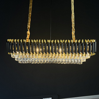 Подвесная люстра Empire Black Rectangular Chandelier Crystal 100*30*32 см, 6*E14*40W, ImperiumLoft 40.2893, Золотистый