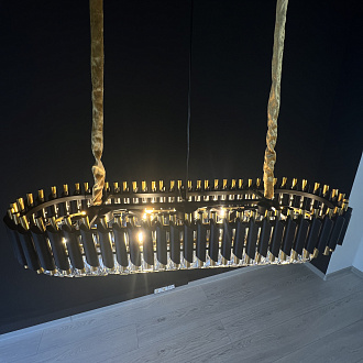 Подвесная люстра Empire Black Rectangular Chandelier Crystal 100*30*32 см, 6*E14*40W, ImperiumLoft 40.2893, Золотистый
