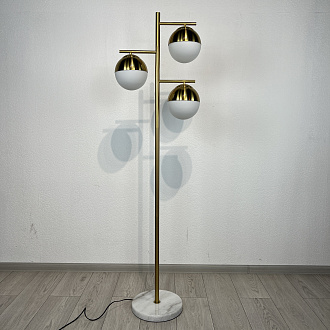 Торшер Geneva Glass Floor Lamp Triple 28*28*163 см, 3*E27*60W, ImperiumLoft 41.114-0, Белый, Латунь