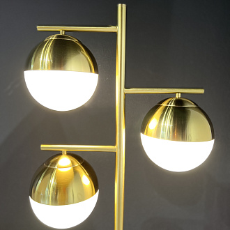 Торшер Geneva Glass Floor Lamp Triple 28*28*163 см, 3*E27*60W, ImperiumLoft 41.114-0, Белый, Латунь